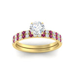 Load image into Gallery viewer, round-cut-french-pave-pink-sapphire-wedding-ring-set-in-yellow-gold-FD11408ROGSADRPIANGLE5-NL-YG_31599bad-14b4-4309-bd44-091c99620b7e?v=1763104469
