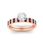 Load image into Gallery viewer, round-cut-french-pave-ruby-wedding-ring-set-in-rose-gold-FD11408ROGRUDRANGLE5-NL-RG_4b528543-82c9-4863-8fa6-f674031584eb?v=1763104469
