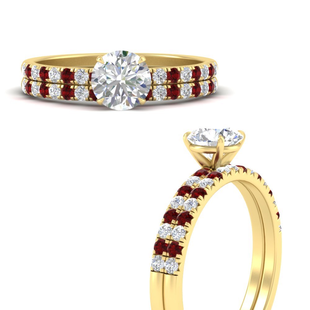 round-cut-french-pave-ruby-wedding-ring-set-in-yellow-gold-FD11408ROGRUDRANGLE3-NL-YG?v=1763104332