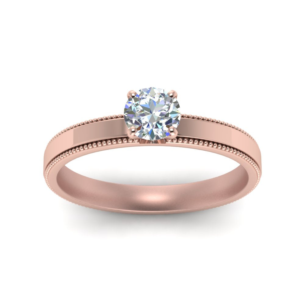 Single Stone Milgrain Engagement Ring