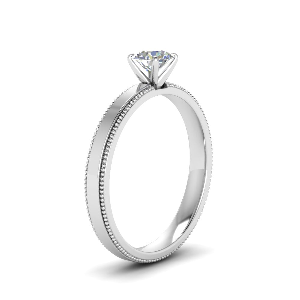 Single Stone Milgrain Engagement Ring