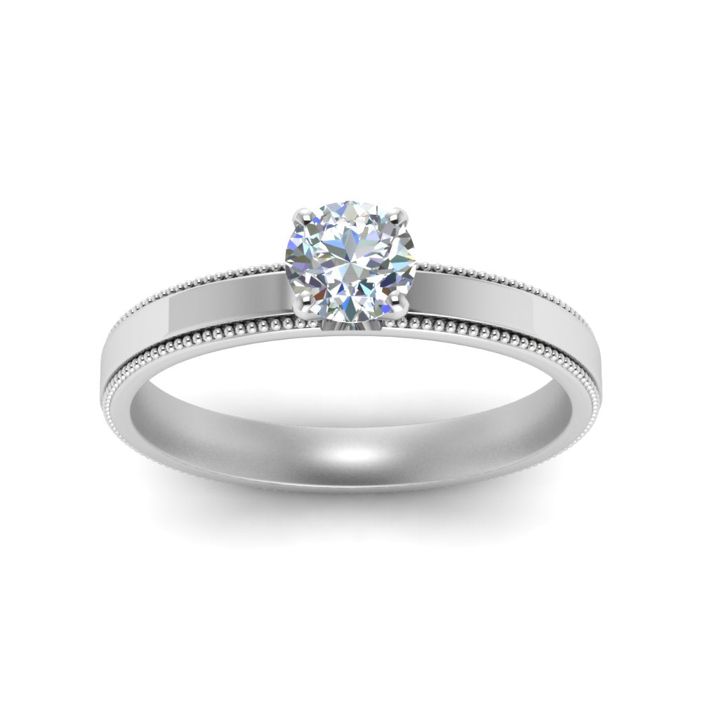 Single Stone Milgrain Engagement Ring