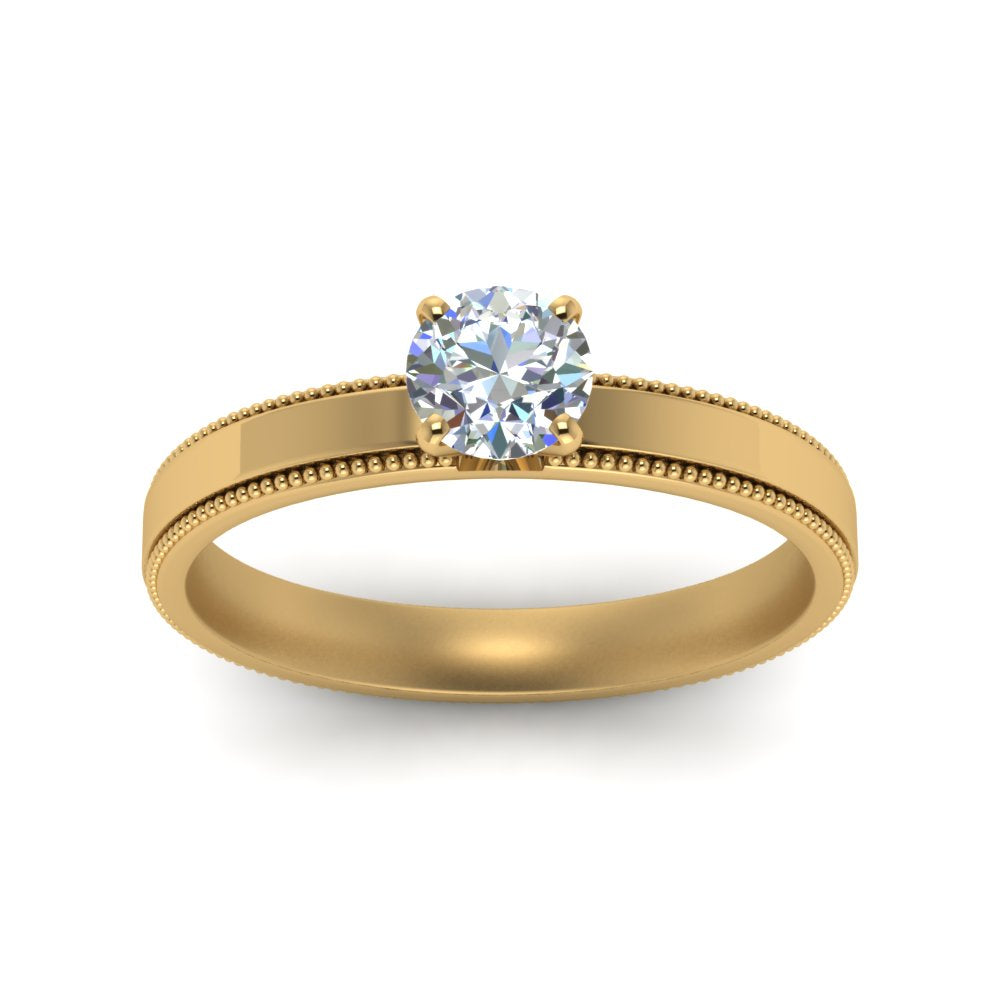 Single Stone Milgrain Engagement Ring