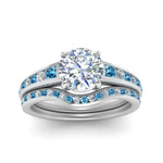 Load image into Gallery viewer, round-cut-graduated-channel-diamond-wedding-set-with-blue-topaz-in-FD122866ROGICBLTO-NL-WG

