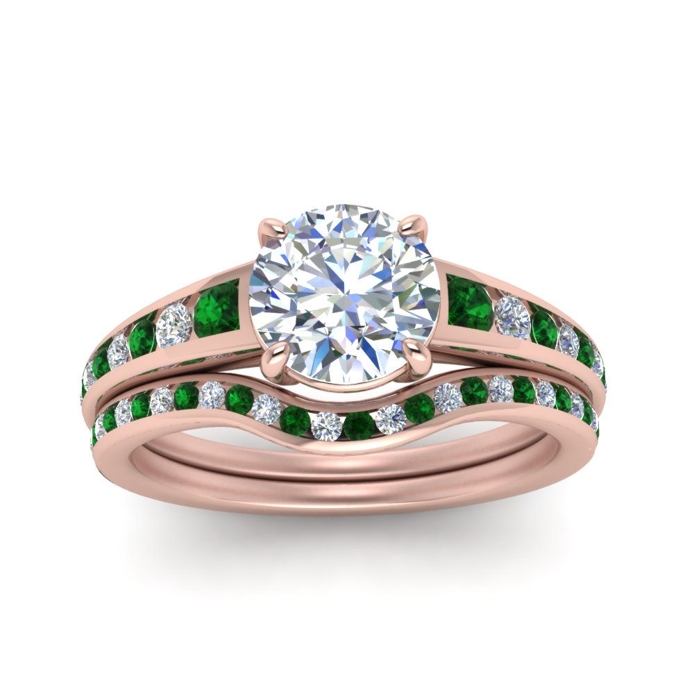round-cut-graduated-channel-diamond-wedding-set-with-emerald-in-FD122866ROGEMGR-NL-RG