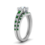 Load image into Gallery viewer, round-cut-graduated-channel-diamond-wedding-set-with-emerald-in-FD122866ROGEMGR-NL-WG
