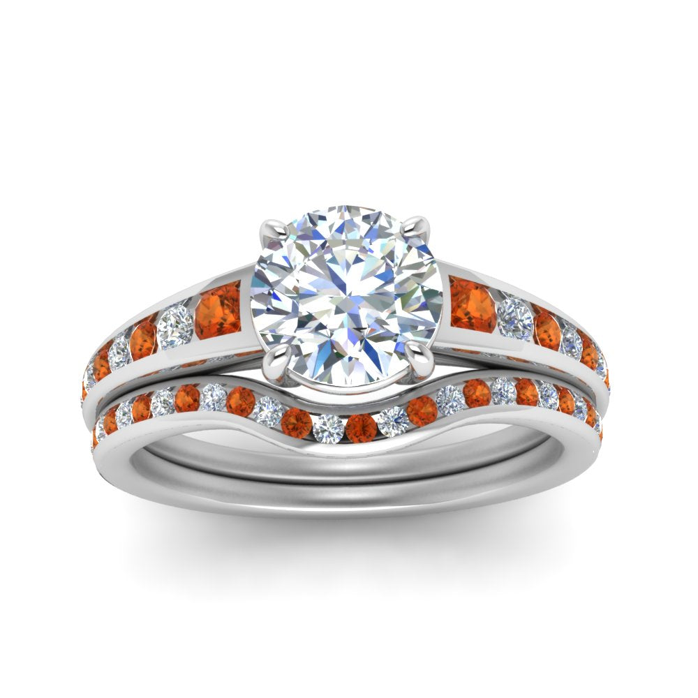 round-cut-graduated-channel-diamond-wedding-set-with-orange-sapphire-in-FD122866ROGSAOR-NL-WG