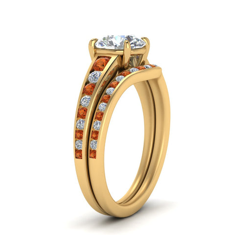 round-cut-graduated-channel-diamond-wedding-set-with-orange-sapphire-in-FD122866ROGSAOR-NL-YG