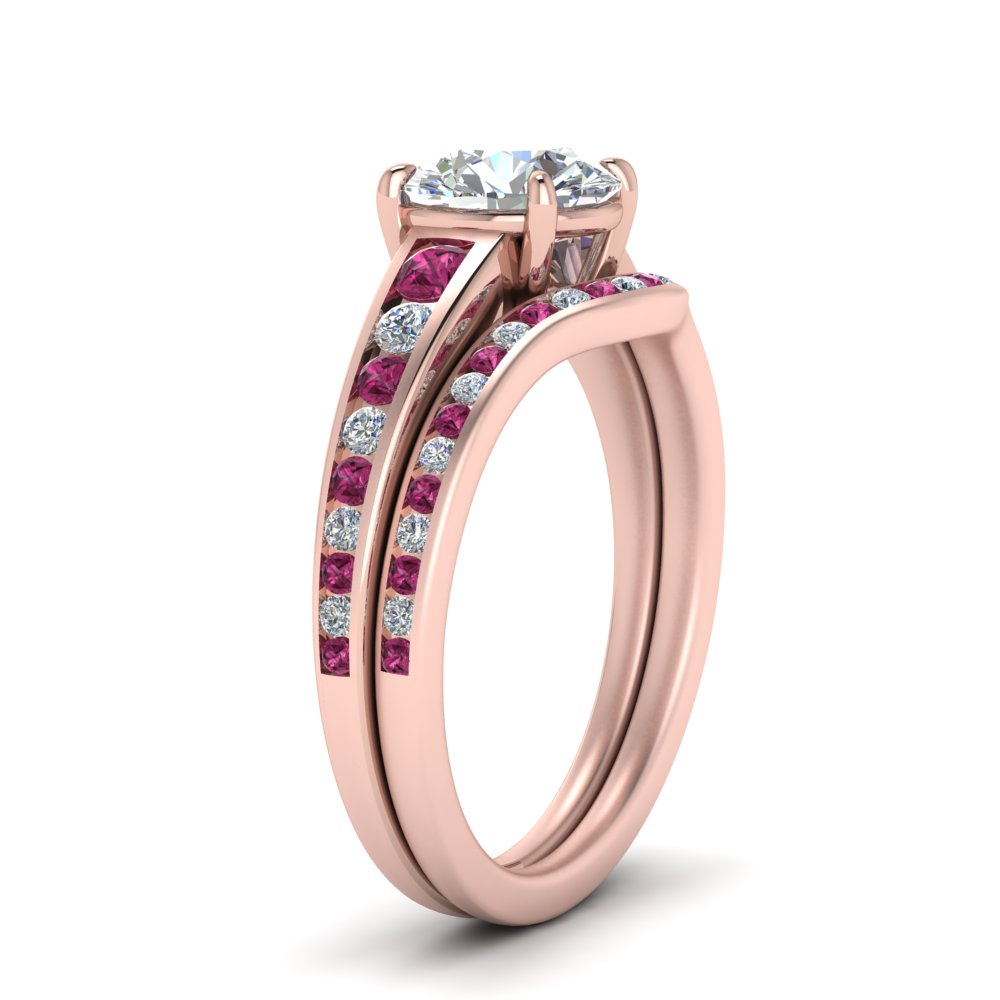 round-cut-graduated-channel-diamond-wedding-set-with-pink-sapphire-in-FD122866ROGSADRPI-NL-RG