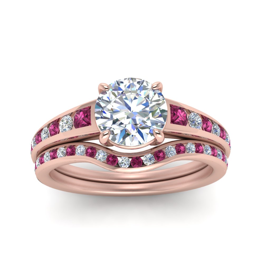 round-cut-graduated-channel-diamond-wedding-set-with-pink-sapphire-in-FD122866ROGSADRPI-NL-RG