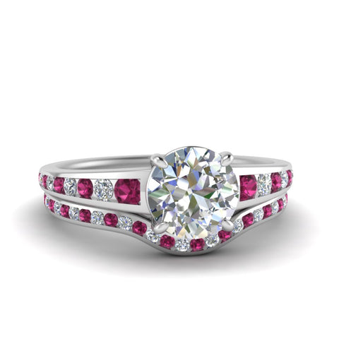 Round Cut Graduated Channel Wedding Set