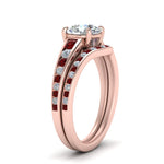 Load image into Gallery viewer, round-cut-graduated-channel-diamond-wedding-set-with-ruby-in-FD122866ROGRUDR-NL-RG
