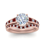 Load image into Gallery viewer, round-cut-graduated-channel-diamond-wedding-set-with-ruby-in-FD122866ROGRUDR-NL-RG
