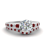 Load image into Gallery viewer, round-cut-graduated-channel-diamond-wedding-set-with-ruby-in-FD122866ROGRUDR-NL-WG
