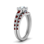 Load image into Gallery viewer, round-cut-graduated-channel-diamond-wedding-set-with-ruby-in-FD122866ROGRUDR-NL-WG
