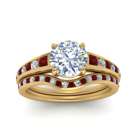 round-cut-graduated-channel-diamond-wedding-set-with-ruby-in-FD122866ROGRUDR-NL-YG