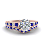 Load image into Gallery viewer, round-cut-graduated-channel-diamond-wedding-set-with-sapphire-in-FD122866ROGSABL-NL-RG
