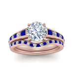 Load image into Gallery viewer, round-cut-graduated-channel-diamond-wedding-set-with-sapphire-in-FD122866ROGSABL-NL-RG
