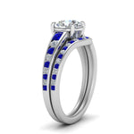 Load image into Gallery viewer, round-cut-graduated-channel-diamond-wedding-set-with-sapphire-in-FD122866ROGSABL-NL-WG
