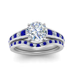 Load image into Gallery viewer, round-cut-graduated-channel-diamond-wedding-set-with-sapphire-in-FD122866ROGSABL-NL-WG
