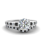 Load image into Gallery viewer, round-cut-graduated-channel-wedding-set-with-black-diamond-in-FD122866ROGBLACK-NL-WG
