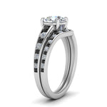 Load image into Gallery viewer, round-cut-graduated-channel-wedding-set-with-black-diamond-in-FD122866ROGBLACK-NL-WG
