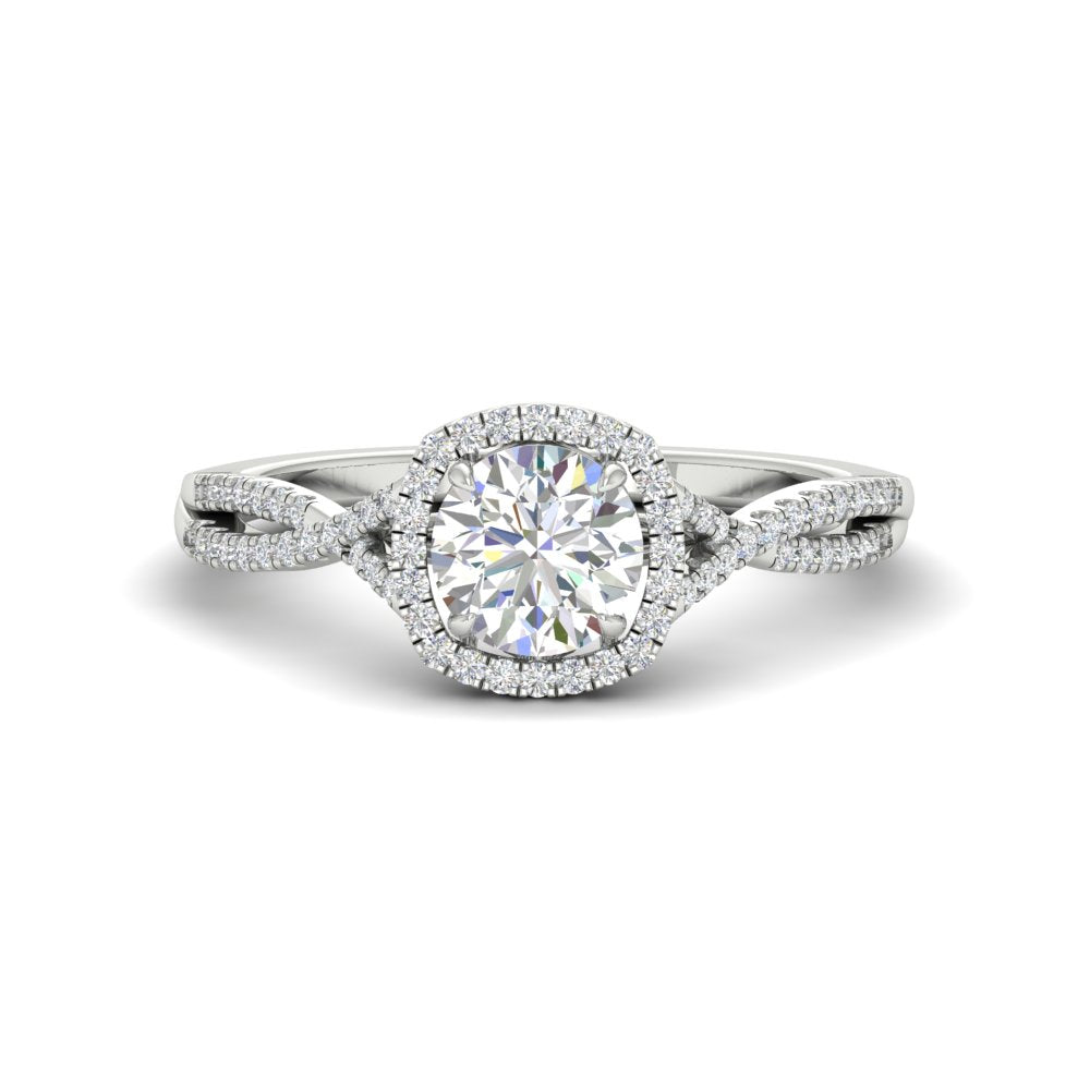 Cushion Outline Halo Round Engagement Ring
