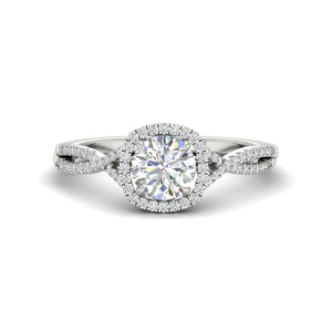 Cushion Outline Halo Round Engagement Ring