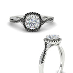 Load image into Gallery viewer, round-cut-halo-diamond-engagement-ring-with-black-diamond-in-FD11140RORGBLACKANGLE3-NL-WG
