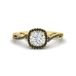 Load image into Gallery viewer, round-cut-halo-diamond-engagement-ring-with-black-diamond-in-FD11140RORGBLACKANGLE3-NL-YG
