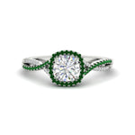 Load image into Gallery viewer, round-cut-halo-diamond-engagement-ring-with-emerald-in-FD11140RORGEMGRANGLE3-NL-WG
