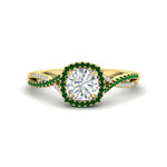 Load image into Gallery viewer, round-cut-halo-diamond-engagement-ring-with-emerald-in-FD11140RORGEMGRANGLE3-NL-YG
