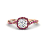 Load image into Gallery viewer, round-cut-halo-diamond-engagement-ring-with-pink-sapphire-in-FD11140RORGSADRPIANGLE3-NL-RG
