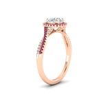 Load image into Gallery viewer, round-cut-halo-diamond-engagement-ring-with-pink-sapphire-in-FD11140RORGSADRPIANGLE3-NL-RG
