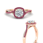 Load image into Gallery viewer, round-cut-halo-diamond-engagement-ring-with-pink-sapphire-in-FD11140RORGSADRPIANGLE3-NL-RG
