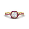 Load image into Gallery viewer, round-cut-halo-diamond-engagement-ring-with-pink-sapphire-in-FD11140RORGSADRPIANGLE3-NL-YG