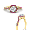 Load image into Gallery viewer, round-cut-halo-diamond-engagement-ring-with-pink-sapphire-in-FD11140RORGSADRPIANGLE3-NL-YG