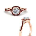 Load image into Gallery viewer, round-cut-halo-diamond-engagement-ring-with-ruby-in-FD11140RORGRUDRANGLE3-NL-RG
