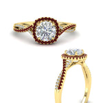 Load image into Gallery viewer, round-cut-halo-diamond-engagement-ring-with-ruby-in-FD11140RORGRUDRANGLE3-NL-YG
