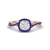 Load image into Gallery viewer, round-cut-halo-diamond-engagement-ring-with-sapphire-in-FD11140RORGSABLANGLE3-NL-RG
