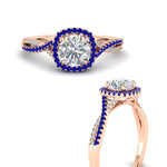Load image into Gallery viewer, round-cut-halo-diamond-engagement-ring-with-sapphire-in-FD11140RORGSABLANGLE3-NL-RG
