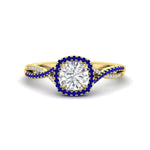 Load image into Gallery viewer, round-cut-halo-diamond-engagement-ring-with-sapphire-in-FD11140RORGSABLANGLE3-NL-YG
