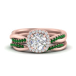 Load image into Gallery viewer, round-cut-halo-emerald-infinity-bridal-set-in-rose-gold-FD9212ROGEMGR-NL-RG-B2.jpg