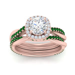 Load image into Gallery viewer, round-cut-halo-emerald-infinity-bridal-set-in-rose-gold-FD9212ROGEMGR-NL-RG-B2.jpg