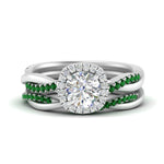 Load image into Gallery viewer, round-cut-halo-emerald-infinity-bridal-set-in-white-gold-FD9212ROGEMGR-NL-WG-B2.jpg
