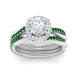 Load image into Gallery viewer, round-cut-halo-emerald-infinity-bridal-set-in-white-gold-FD9212ROGEMGR-NL-WG-B2.jpg
