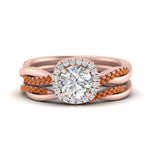 Load image into Gallery viewer, round-cut-halo-orange-sapphire-infinity-bridal-set-in-rose-gold-FD9212ROGSAOR-NL-RG-B2.jpg