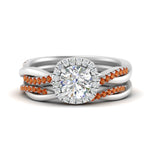 Load image into Gallery viewer, round-cut-halo-orange-sapphire-infinity-bridal-set-in-white-gold-FD9212ROGSAOR-NL-WG-B2.jpg