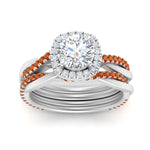 Load image into Gallery viewer, round-cut-halo-orange-sapphire-infinity-bridal-set-in-white-gold-FD9212ROGSAOR-NL-WG-B2.jpg
