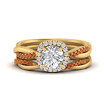 Load image into Gallery viewer, round-cut-halo-orange-sapphire-infinity-bridal-set-in-yellow-gold-FD9212ROGSAOR-NL-YG-B2.jpg
